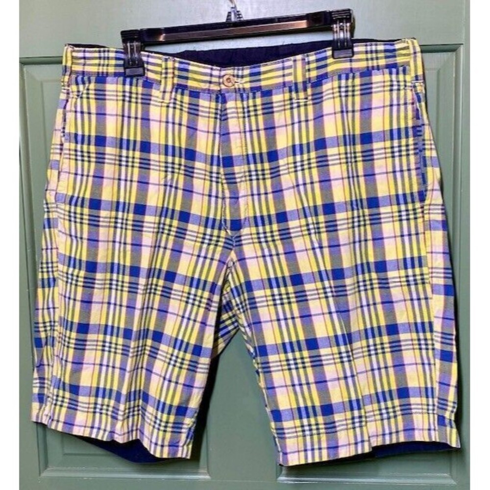 Olde School INDIAN Madras Homespun Originals Reversible Plaid Golf Shorts Sz 36
